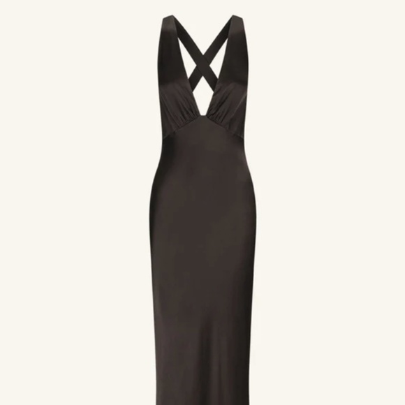 La Lune Plunged Cross Back Maxi Dress - Black - Picture 2 of 4